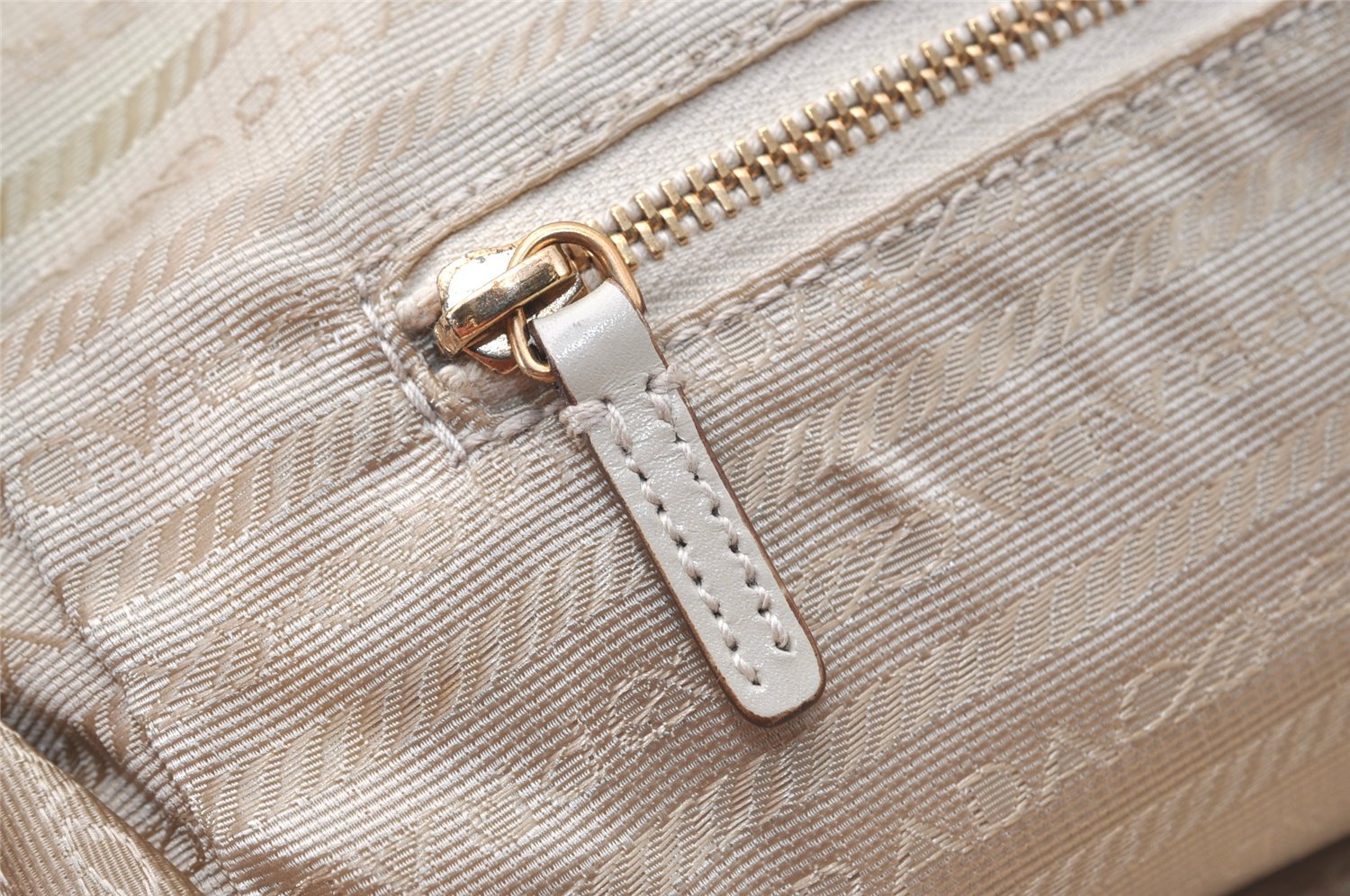 Authentic PRADA Nylon Tessuto Leather Shoulder Hand Bag Purse Beige 9632I