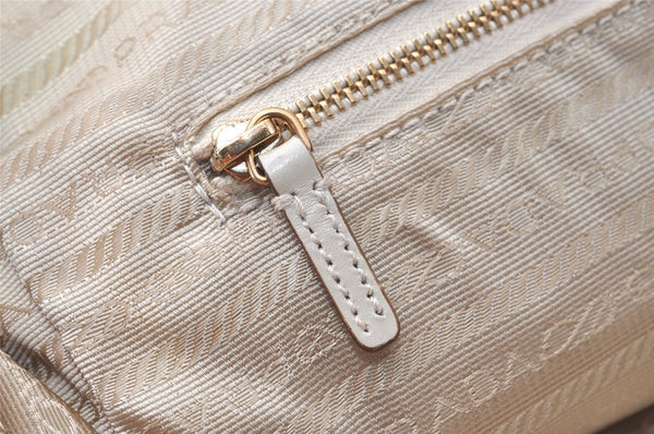 Authentic PRADA Nylon Tessuto Leather Shoulder Hand Bag Purse Beige 9632I