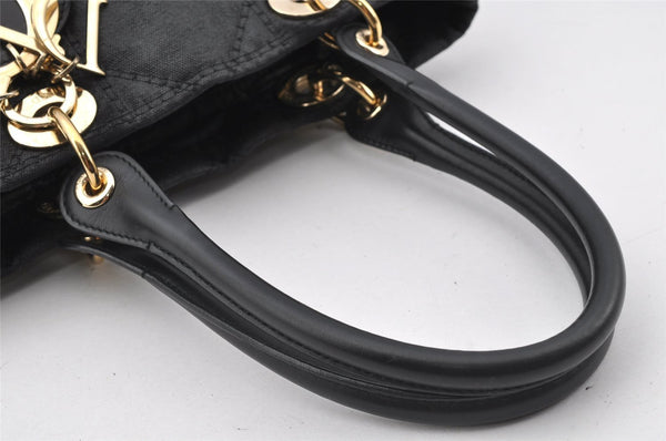 Authentic Christian Dior Lady Dior PVC Leather Cannage Hand Bag Black CD 9633I