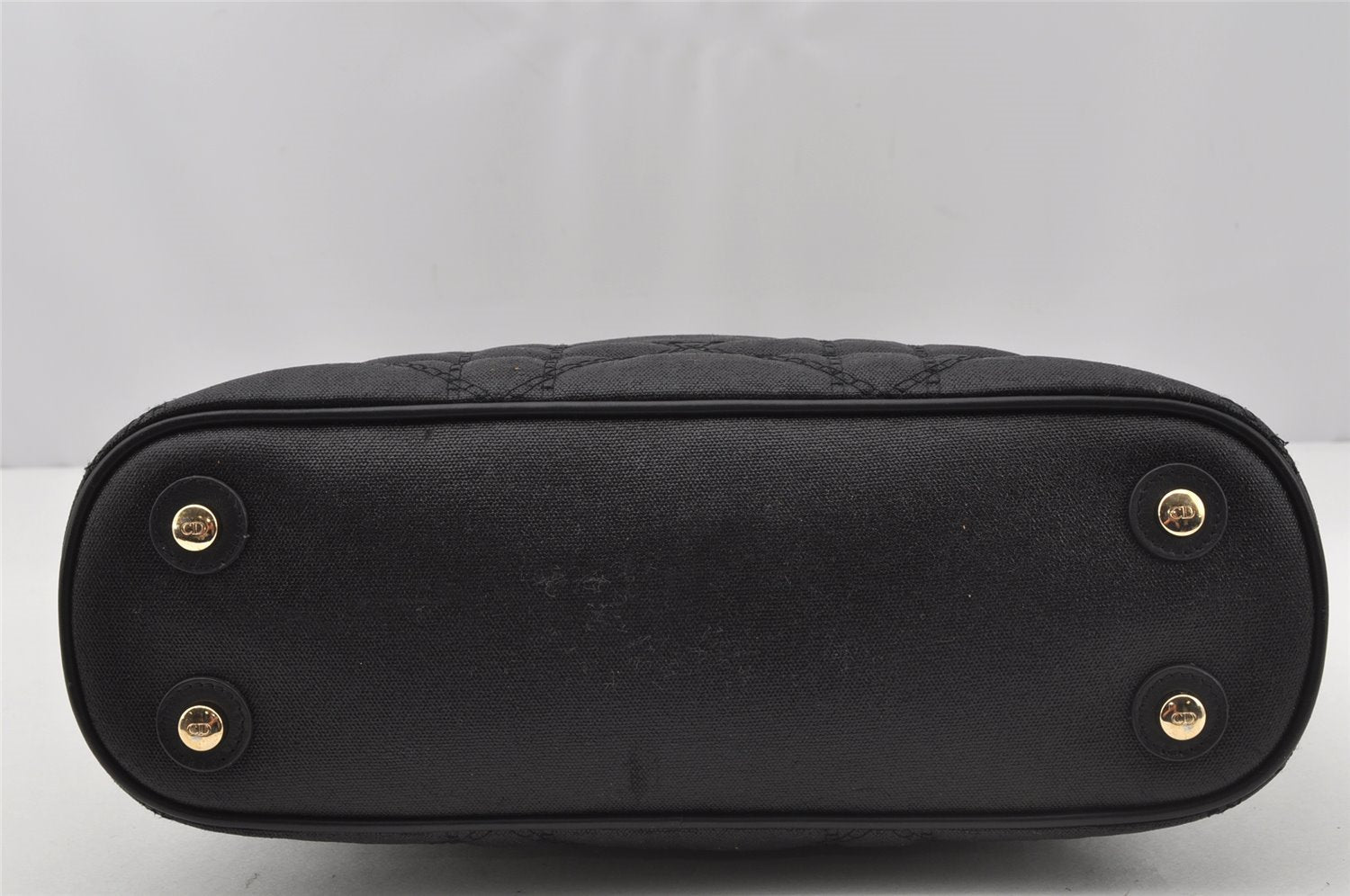 Authentic Christian Dior Lady Dior PVC Leather Cannage Hand Bag Black CD 9633I