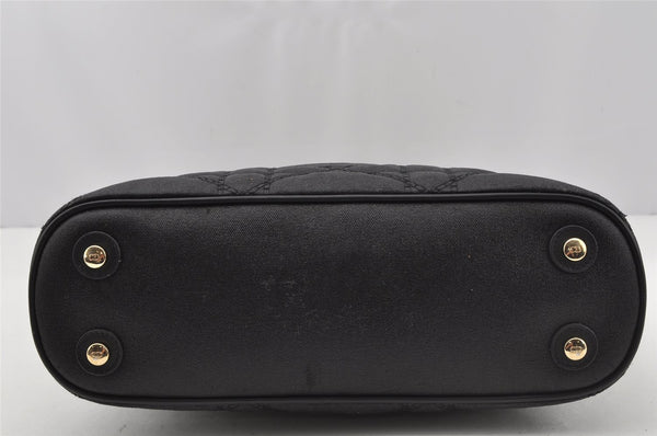 Authentic Christian Dior Lady Dior PVC Leather Cannage Hand Bag Black CD 9633I