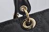 Authentic Christian Dior Lady Dior PVC Leather Cannage Hand Bag Black CD 9633I