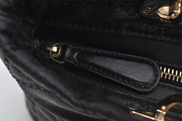 Authentic Christian Dior Lady Dior PVC Leather Cannage Hand Bag Black CD 9633I