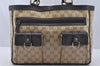 Authentic GUCCI GG Crystal Abbey Shoulder Tote Bag GG PVC Leather Brown 9634I