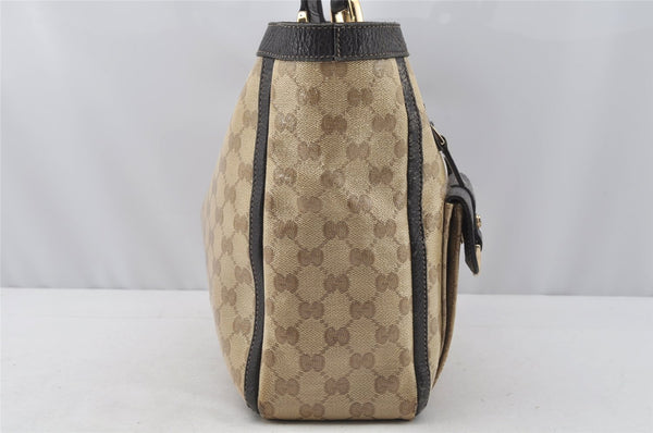 Authentic GUCCI GG Crystal Abbey Shoulder Tote Bag GG PVC Leather Brown 9634I