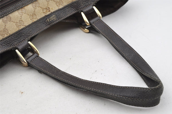 Authentic GUCCI GG Crystal Abbey Shoulder Tote Bag GG PVC Leather Brown 9634I