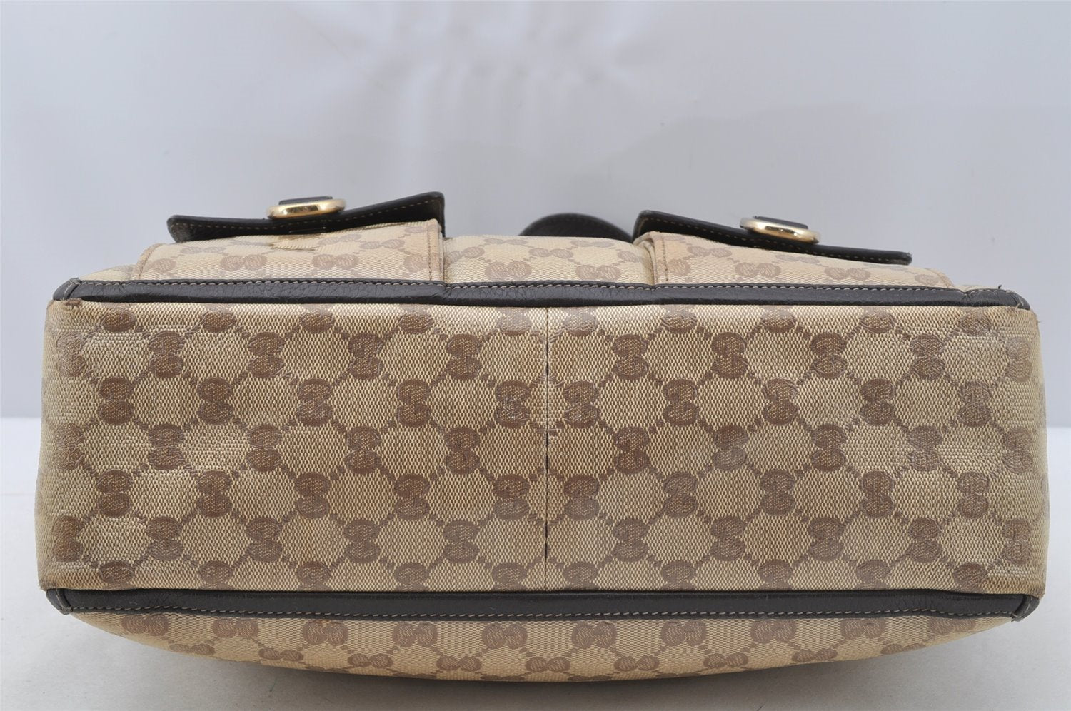 Authentic GUCCI GG Crystal Abbey Shoulder Tote Bag GG PVC Leather Brown 9634I