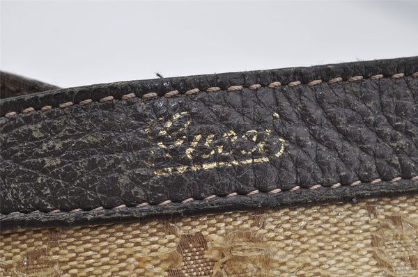 Authentic GUCCI GG Crystal Abbey Shoulder Tote Bag GG PVC Leather Brown 9634I