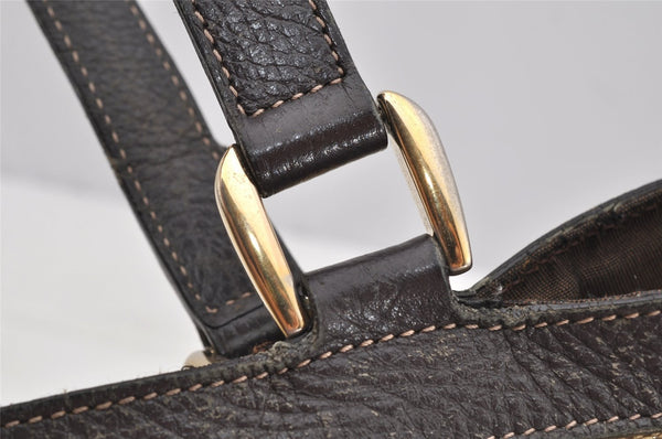 Authentic GUCCI GG Crystal Abbey Shoulder Tote Bag GG PVC Leather Brown 9634I