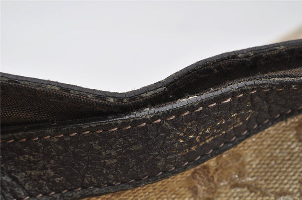 Authentic GUCCI GG Crystal Abbey Shoulder Tote Bag GG PVC Leather Brown 9634I