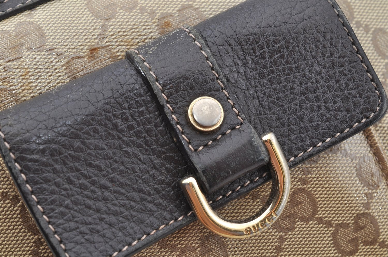 Authentic GUCCI GG Crystal Abbey Shoulder Tote Bag GG PVC Leather Brown 9634I