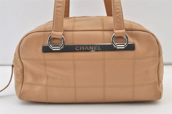Authentic CHANEL Caviar Skin Chocolate Bar Shoulder Hand Bag Beige Junk 9634J