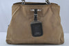 Authentic PRADA Nylon Tessuto Leather Chain Shoulder Hand Bag Beige 9635I
