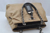 Authentic PRADA Nylon Tessuto Leather Chain Shoulder Hand Bag Beige 9635I