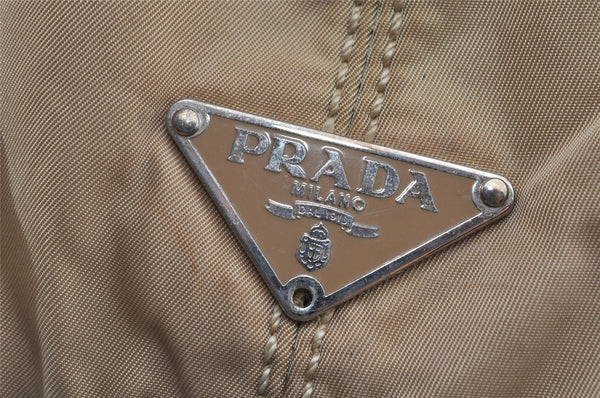 Authentic PRADA Nylon Tessuto Leather Chain Shoulder Hand Bag Beige 9635I