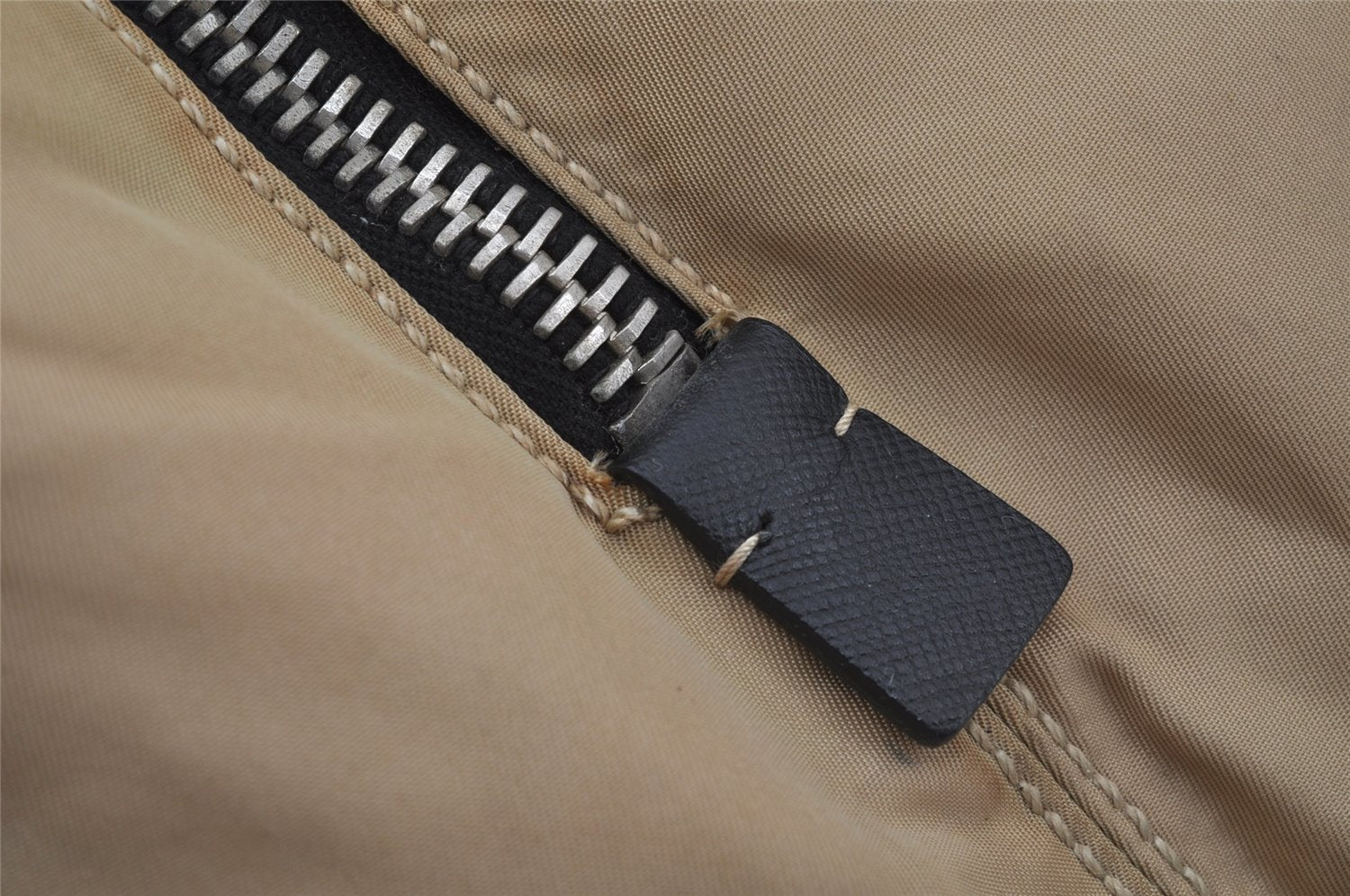 Authentic PRADA Nylon Tessuto Leather Chain Shoulder Hand Bag Beige 9635I