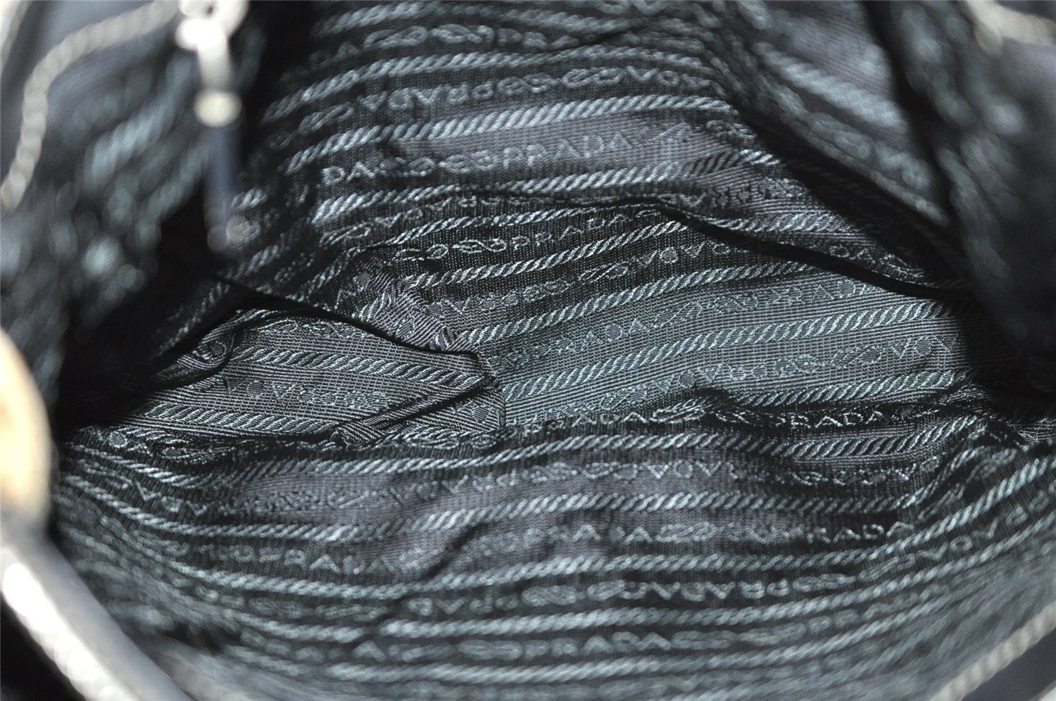 Authentic PRADA Nylon Tessuto Leather Chain Shoulder Hand Bag Beige 9635I