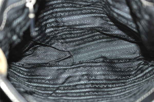 Authentic PRADA Nylon Tessuto Leather Chain Shoulder Hand Bag Beige 9635I