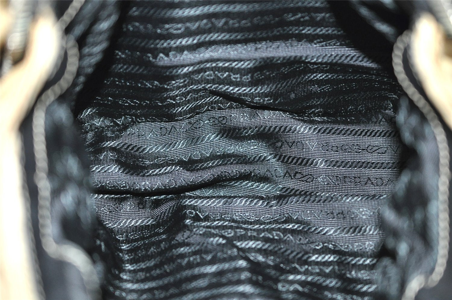 Authentic PRADA Nylon Tessuto Leather Chain Shoulder Hand Bag Beige 9635I