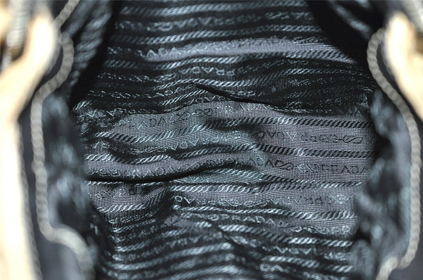 Authentic PRADA Nylon Tessuto Leather Chain Shoulder Hand Bag Beige 9635I