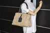 Authentic PRADA Nylon Tessuto Leather Chain Shoulder Hand Bag Beige 9635I