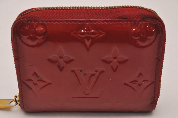 Authentic Louis Vuitton Vernis Zippy Coin Purse Wallet Red M90202 LV 9637I