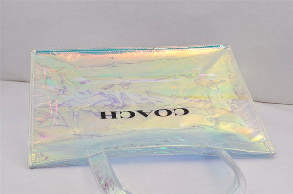 Authentic COACH Novelty Vintage Shoulder Tote Bag Vinyl Aurora Clear 9639J