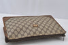 Authentic GUCCI Vintage Clutch Hand Bag GG PVC Leather Brown 9640I