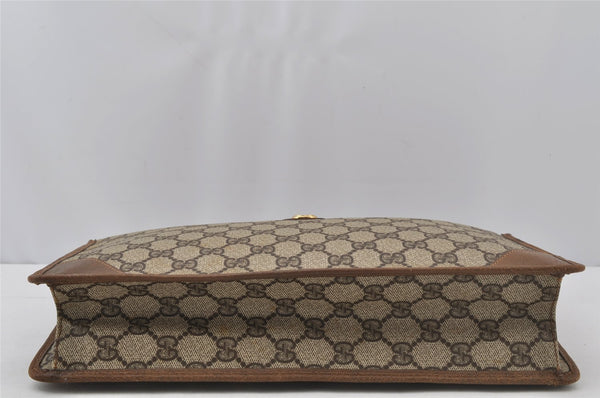 Authentic GUCCI Vintage Clutch Hand Bag GG PVC Leather Brown 9640I