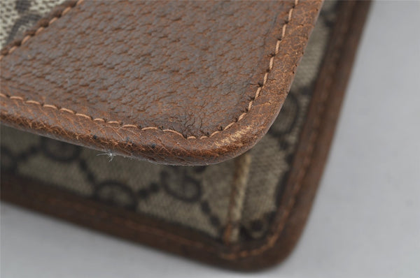 Authentic GUCCI Vintage Clutch Hand Bag GG PVC Leather Brown 9640I