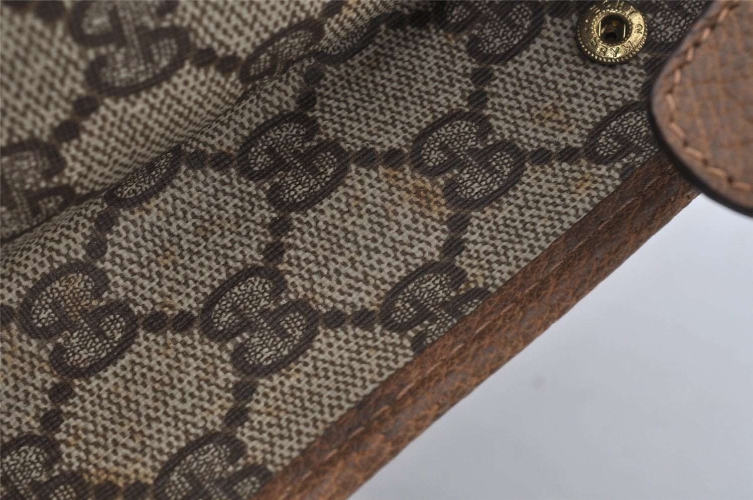 Authentic GUCCI Vintage Clutch Hand Bag GG PVC Leather Brown 9640I