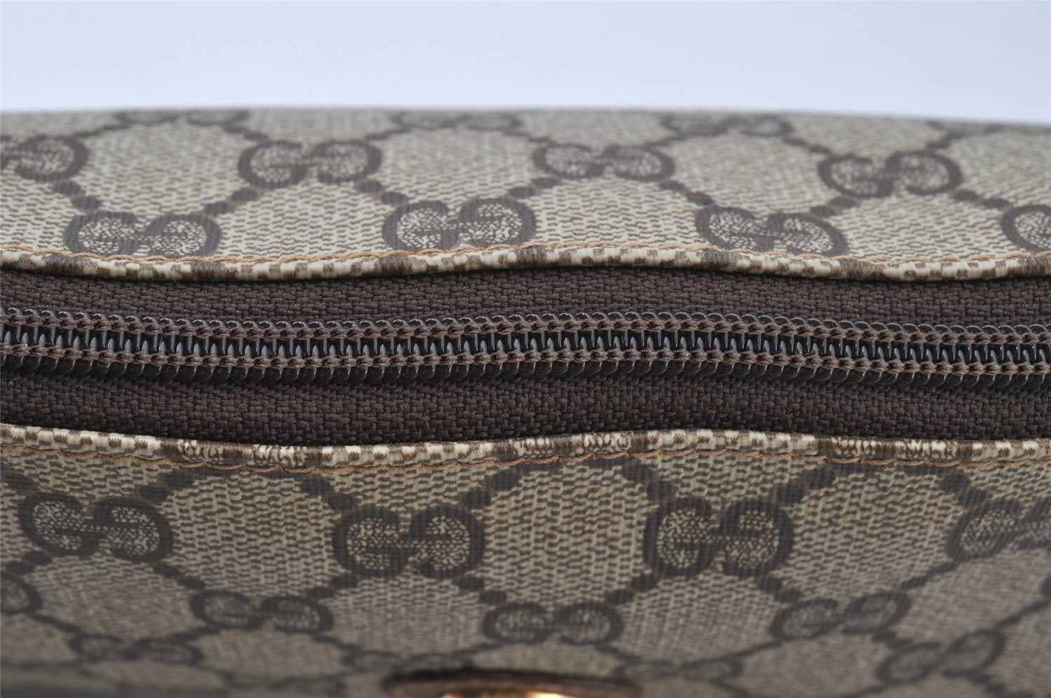 Authentic GUCCI Vintage Clutch Hand Bag GG PVC Leather Brown 9640I