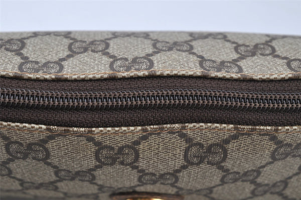 Authentic GUCCI Vintage Clutch Hand Bag GG PVC Leather Brown 9640I