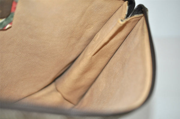 Authentic GUCCI Vintage Clutch Hand Bag GG PVC Leather Brown 9640I