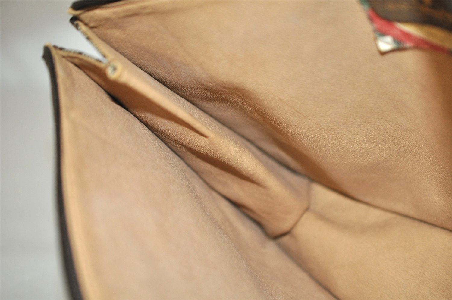 Authentic GUCCI Vintage Clutch Hand Bag GG PVC Leather Brown 9640I