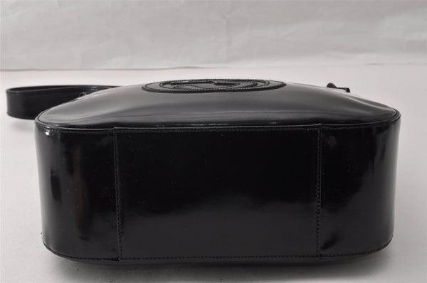 Authentic GUCCI Vintage Shoulder Hand Bag Purse Enamel Black Junk 9641I
