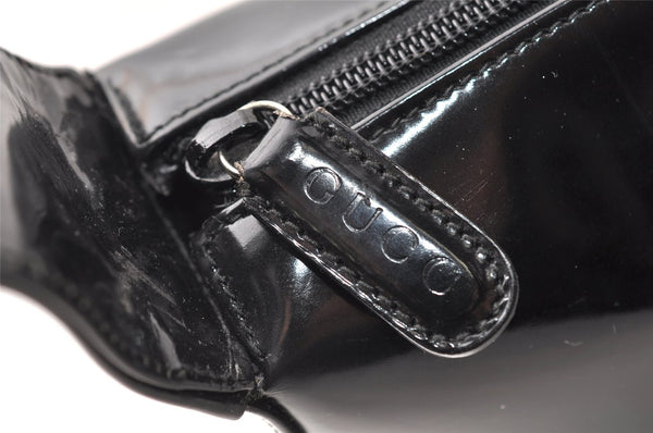 Authentic GUCCI Vintage Shoulder Hand Bag Purse Enamel Black Junk 9641I