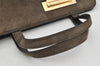 Authentic GUCCI Vintage Hand Bag Purse Suede Leather Brown 9642I