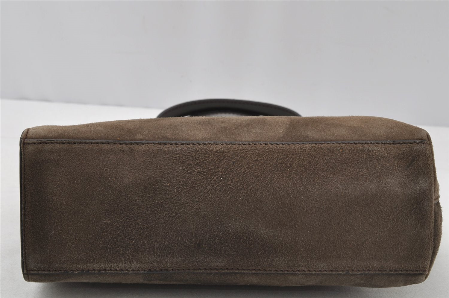Authentic GUCCI Vintage Hand Bag Purse Suede Leather Brown 9642I