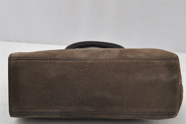 Authentic GUCCI Vintage Hand Bag Purse Suede Leather Brown 9642I