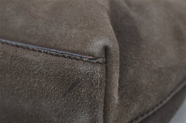 Authentic GUCCI Vintage Hand Bag Purse Suede Leather Brown 9642I