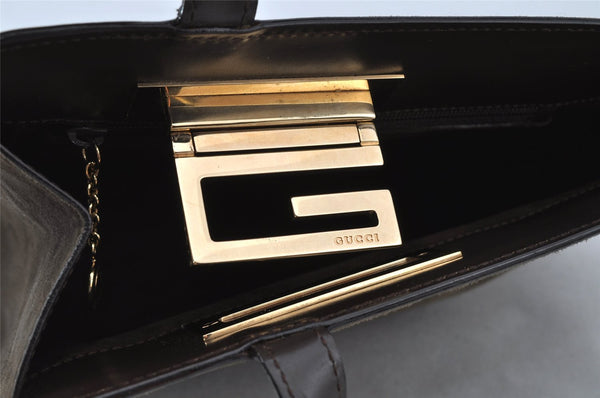 Authentic GUCCI Vintage Hand Bag Purse Suede Leather Brown 9642I