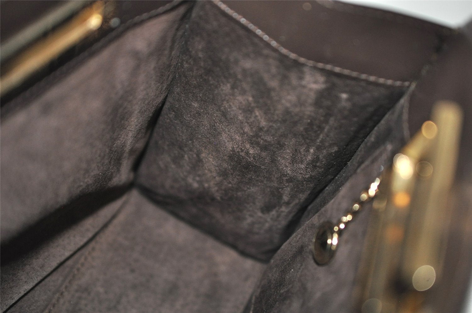 Authentic GUCCI Vintage Hand Bag Purse Suede Leather Brown 9642I