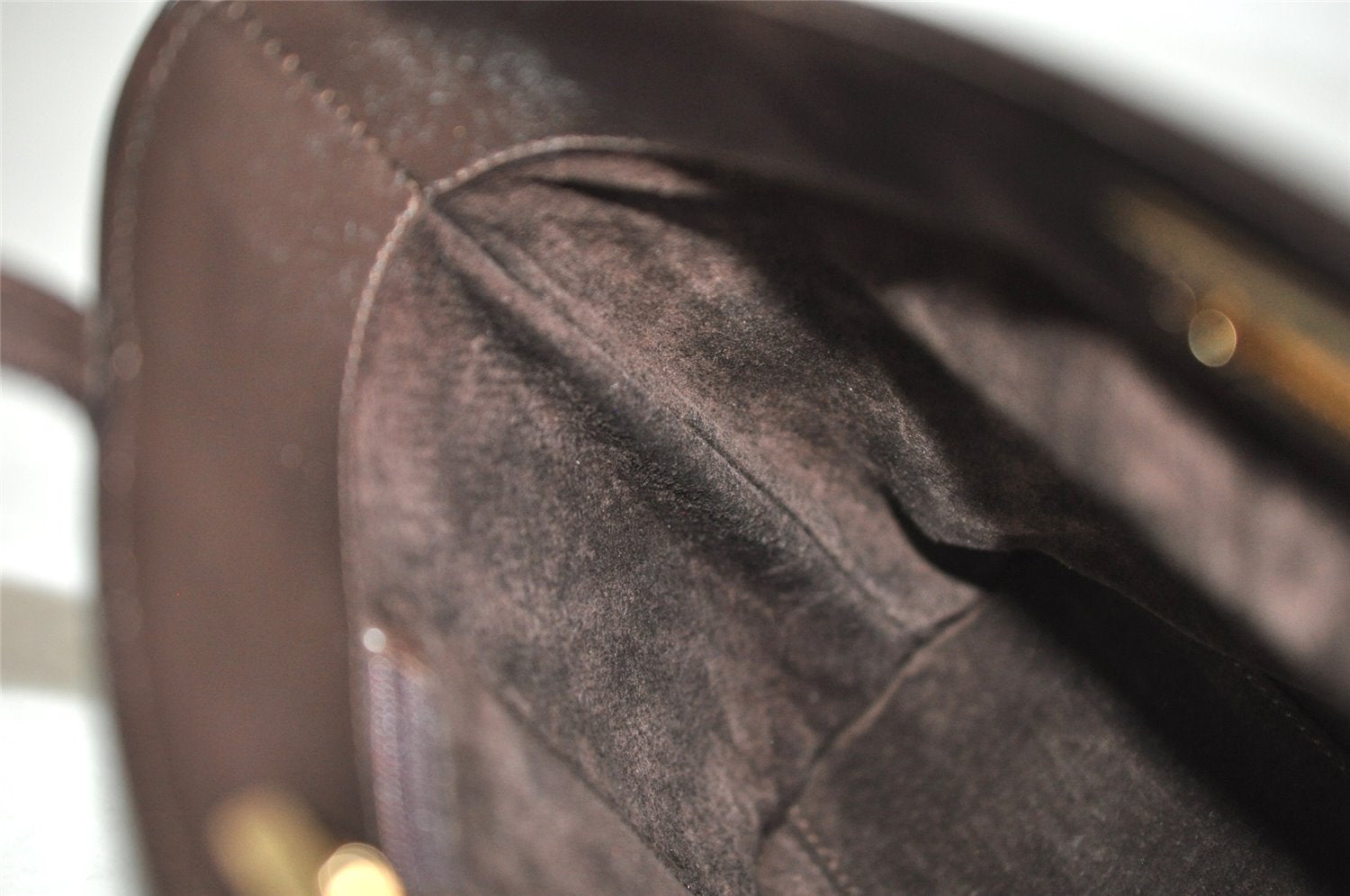 Authentic GUCCI Vintage Hand Bag Purse Suede Leather Brown 9642I