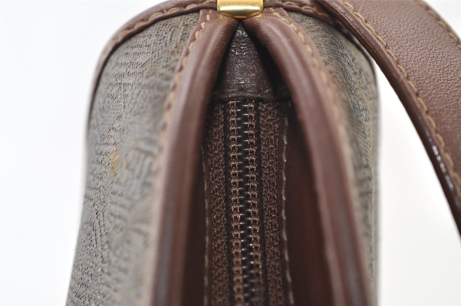 Authentic GUCCI Vintage Shoulder Cross Body Bag Canvas Leather Brown 9643I