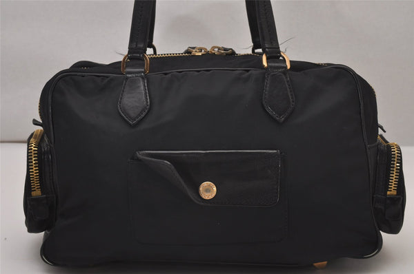 Authentic PRADA Nylon Tessuto Leather Shoulder Hand Bag Purse Black 9644I