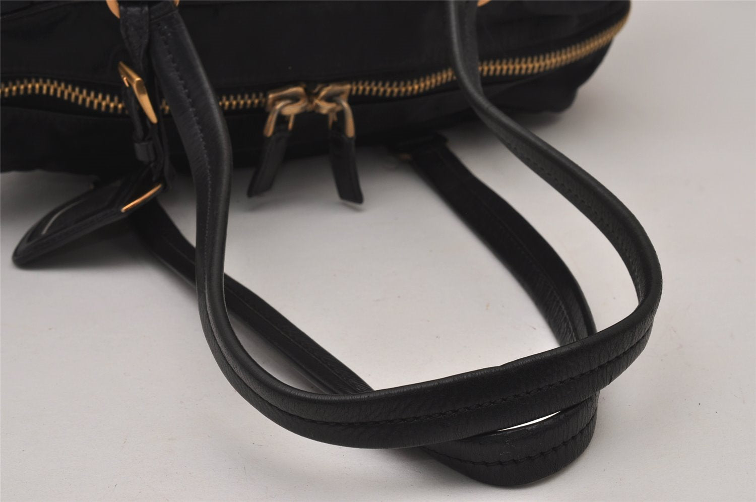 Authentic PRADA Nylon Tessuto Leather Shoulder Hand Bag Purse Black 9644I