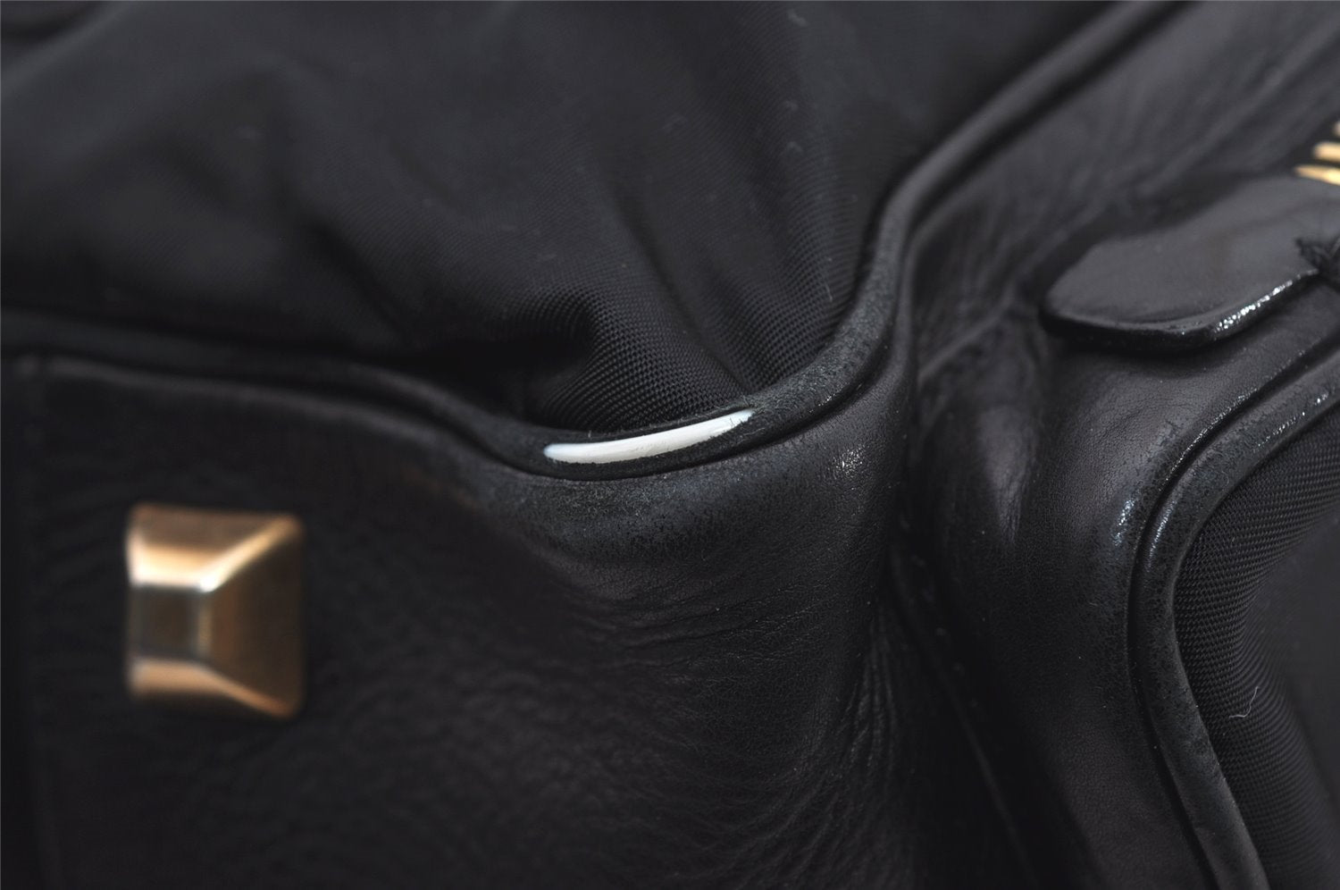 Authentic PRADA Nylon Tessuto Leather Shoulder Hand Bag Purse Black 9644I