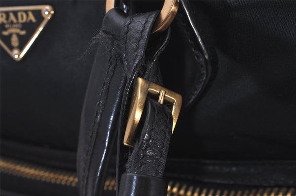Authentic PRADA Nylon Tessuto Leather Shoulder Hand Bag Purse Black 9644I