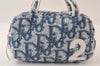 Authentic Christian Dior Trotter No.2 Hand Bag Purse Pile Blue White 9646I
